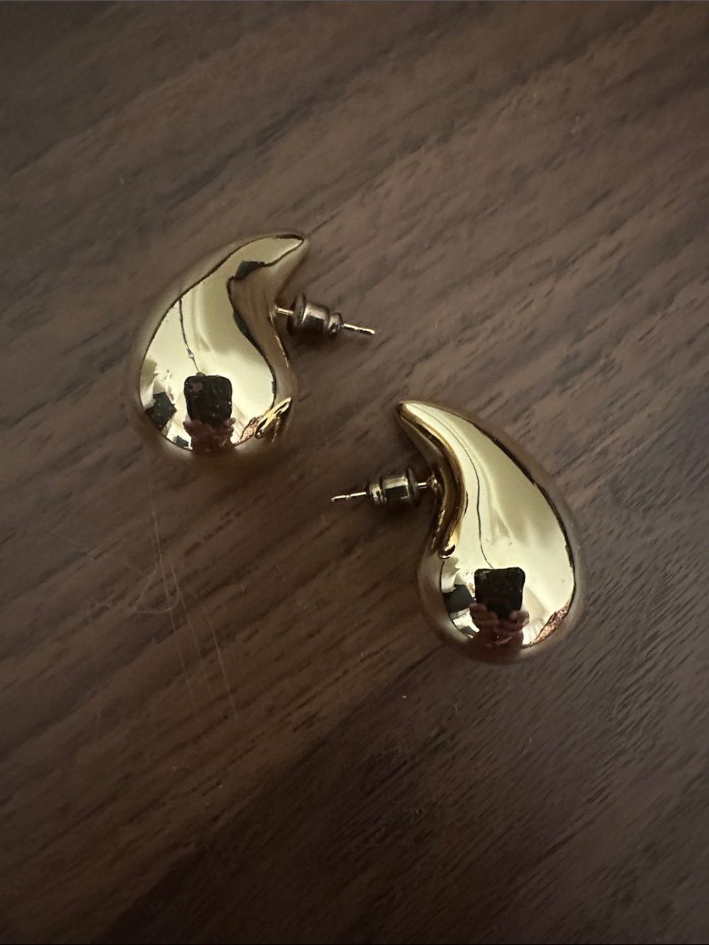 Gold Teardrop Chunky Hoop Earrings